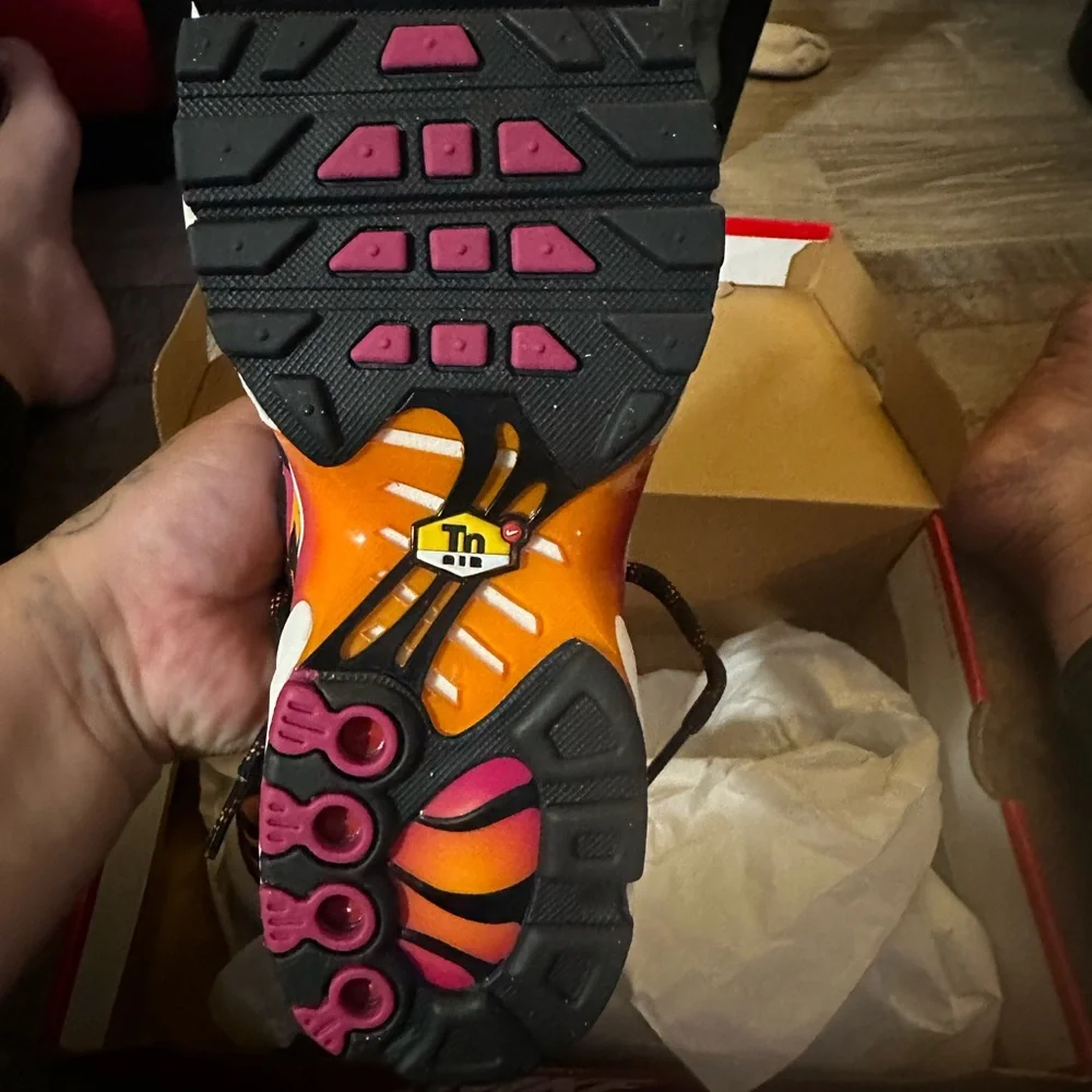 Nike Air Max Plus Black with Orange and Pink Accents - Picture 2 of 4